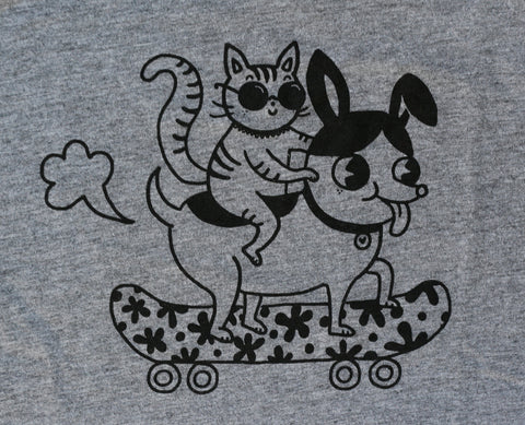 Dog Skateboarding KIDS Grey Heather T-Shirt