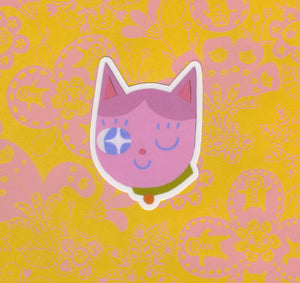 Pink Winking Cat Sticker