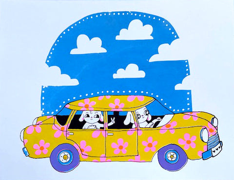 Cruisin' With Peace Pup Screenprint