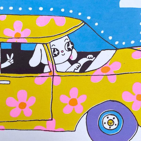 Cruisin' With Peace Pup Screenprint